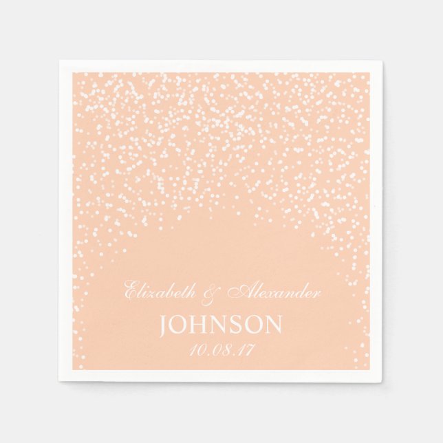 Serviettes Jetables Pêche et blanc Mariage Confetti Motif (Devant)