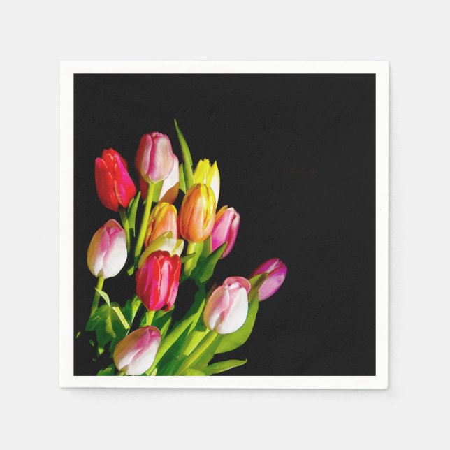 Serviettes Jetables Peinture Tulip - Art Fleur original (Devant)