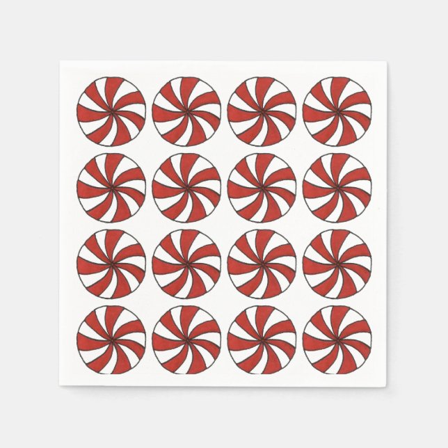 Serviettes Jetables Peppermenthe Swirl Hard Candy Mint Noël (Devant)