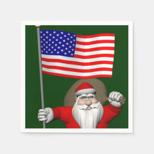 Serviettes Jetables Père Noël Avec L'Enseigne Des Etats-Unis