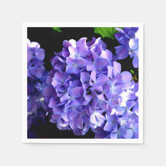 Serviettes Jetables Périwinkel hydrangeas violet bleu fleur floral (Devant)