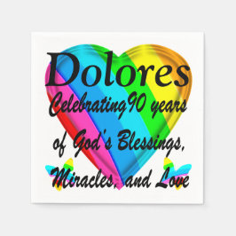 SERVIETTES JETABLES PERSONNALISÉ 90E ANNIVERSAIRE AMOUR COEUR NAPKINS