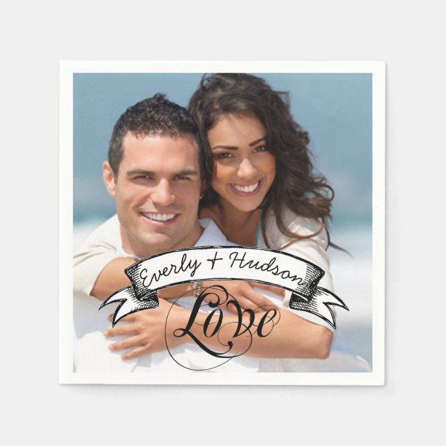 Serviettes Jetables Personnalisé Votre Mariage Photo Occasion spéciale (Devant)