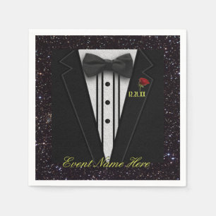 Serviettes Jetables Personnaliser Black Tuxedo et Night Sky