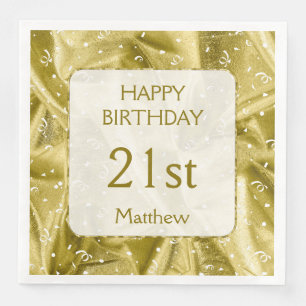 Serviettes Jetables Personnaliser : "Joyeux Anniversaire" Or Texté