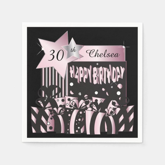 Serviettes Jetables Personnaliser les serviettes de fête d'anniversair (Devant)