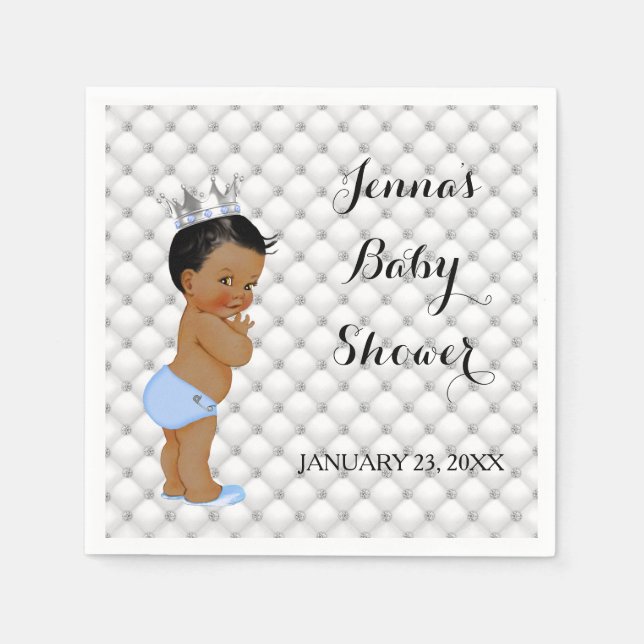 Serviettes Jetables Petit Prince Ethnic Baby Boy Diamonds Glam (Devant)