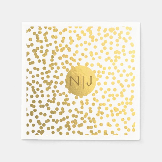 Serviettes Jetables Pétrole d'or Confetti Dots Glam Mariage moderne (Devant)