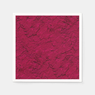 Serviettes Jetables Pétunias Sculpté Magenta-Paper Cocktail Napkins