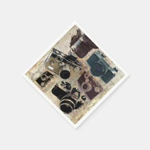 Serviettes Jetables Photo Grunge photographe Caméra Vintage
