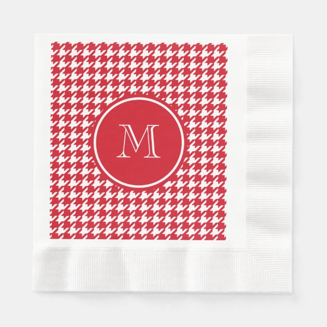 Serviettes Jetables Pied de fond rouge et blanc Votre monogramme (Devant)