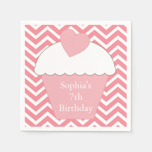 Serviettes Jetables Pink Chevron Cupcake