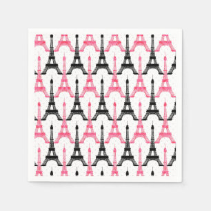 Serviettes Jetables Pink Chic Tour Eiffel Papier serviettes