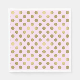 Serviettes Jetables Pink Gold Polka Dot Anniversaire