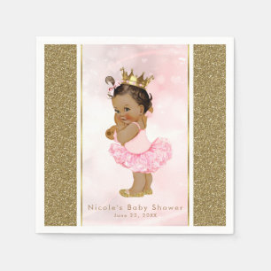 Serviettes Jetables Pink Gold Princess Vintage Baby Girl Douche Party