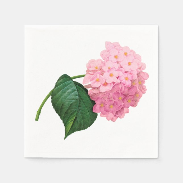Serviettes Jetables Pink Hydrangea Personnalisé Blanc Standard Napkin (Devant)