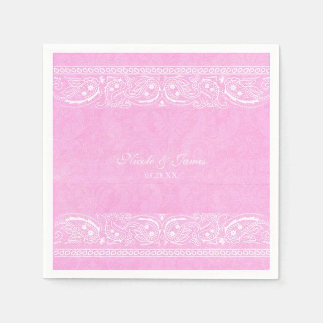 Serviettes Jetables Pink Rustique Paisley Country Western Mariage (Devant)