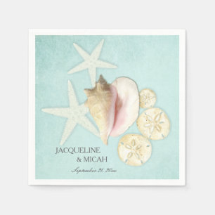 Serviettes Jetables Plage Mer Océan Côte Côte Coastal Shells Mariage