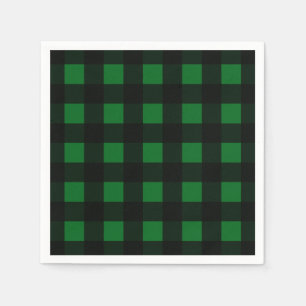 Serviettes Jetables Plaid de Buffalo Vert
