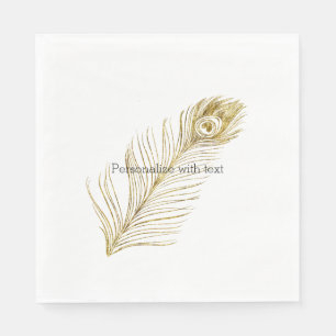 Serviettes Jetables Plume fascinante de paon d'or