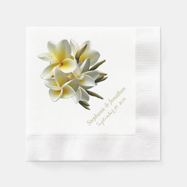 Serviettes Jetables Plumeria Tropicale Plumeria Mariage Réception serv (Devant)