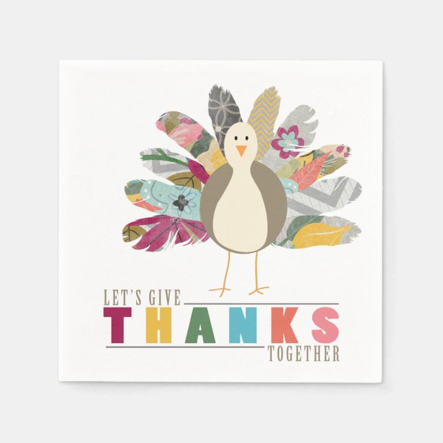 Serviettes Jetables Plumes Ami Thanksgiving Dîner Papier Napkins (Devant)