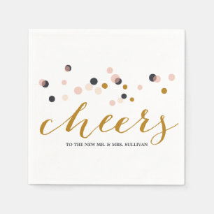 Serviettes Jetables Points Confetti Rose & Or Mariage Napkin