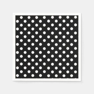 Serviettes Jetables Points polka   points rétro noir et blanc
