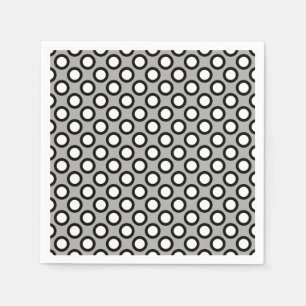 Serviettes Jetables Points tournés rétros, gris, noir et blanc