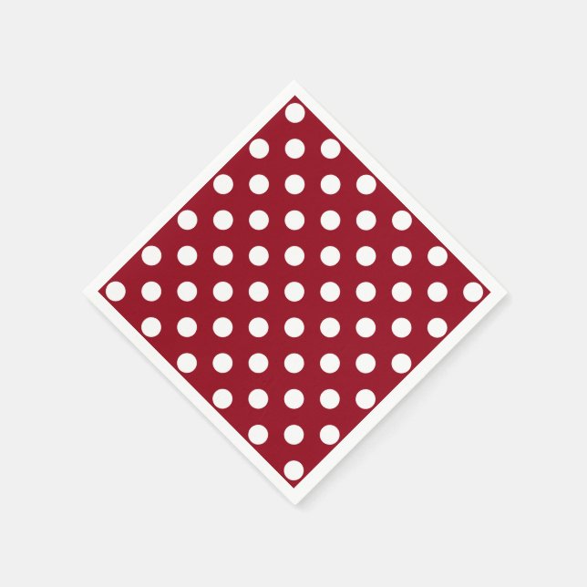 Serviettes Jetables Pois blancs sur Crimson Red (Coin)