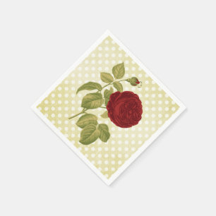 Serviettes Jetables Pois du Parchemin de la Rose rouge antique