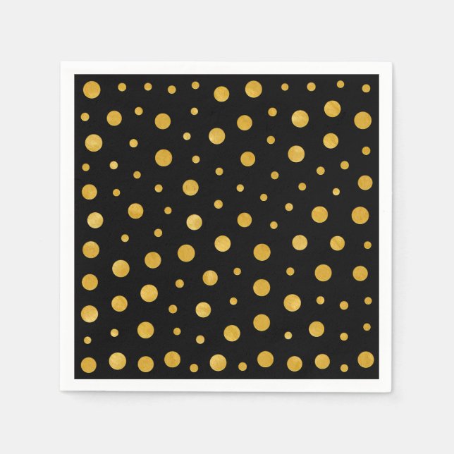 Serviettes Jetables Pois élégant - Black Gold (Devant)