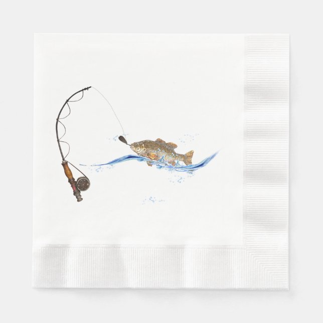 Serviettes Jetables poisson sur la ligne de pêche (Devant)