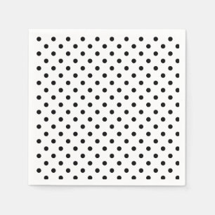 Serviettes Jetables Polka-dots retro black and white dots