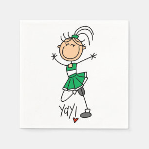 Serviettes Jetables Pom-pom girl de la figure bâche verte