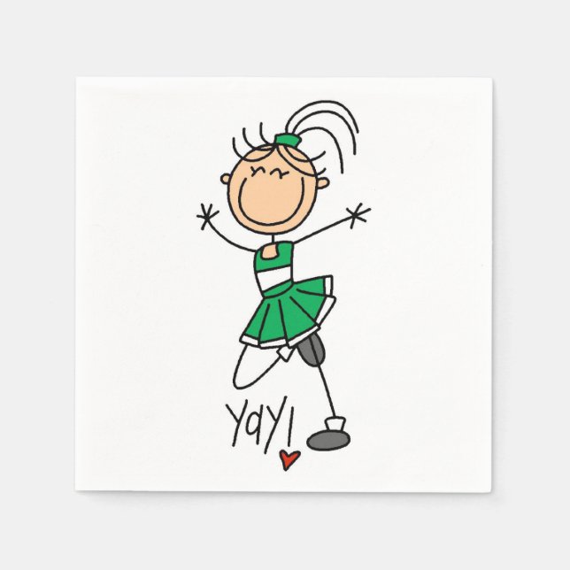 Serviettes Jetables Pom-pom girl de la figure bâche verte (Devant)