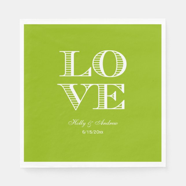 Serviettes Jetables Pomme verte, blanc AMOUR Napkins (Devant)