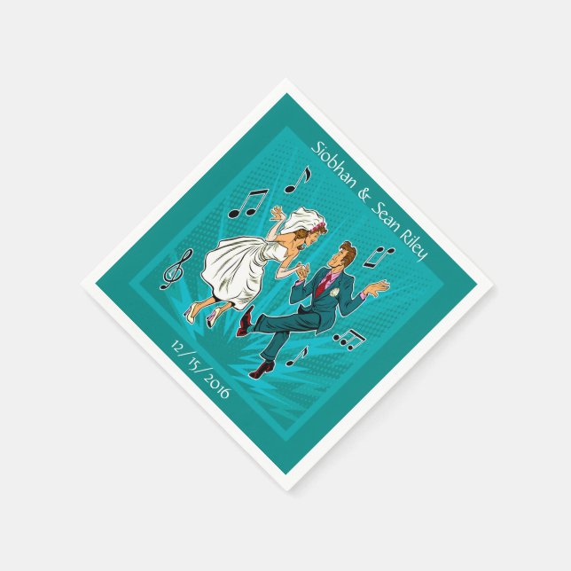 Serviettes Jetables Pop Art Mariage Couple Dancing Cocktail Napkins (Coin)