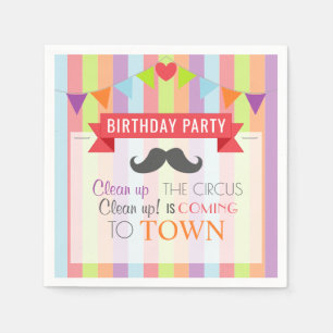 Serviettes Jetables Poster de cirque vintage Fête d'anniversaire pour