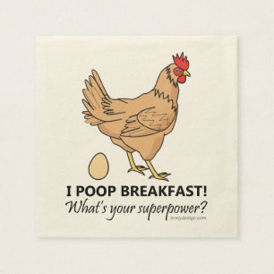 Serviettes Jetables Poulet Poops Petit-déjeuner Drôle Design