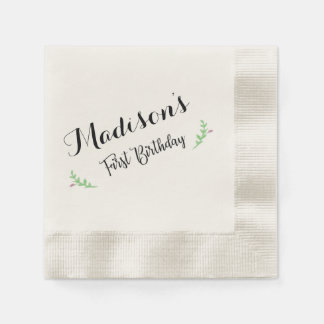 Serviettes Jetables Premier anniversaire Floral Napkin