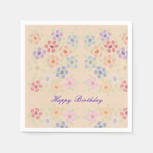 Serviettes Jetables Pretty Pastel Papier Fleuri serviettes (Devant)