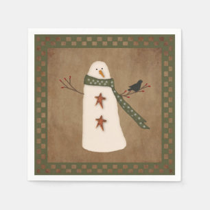 Serviettes Jetables Primitive Snowman Papier serviettes