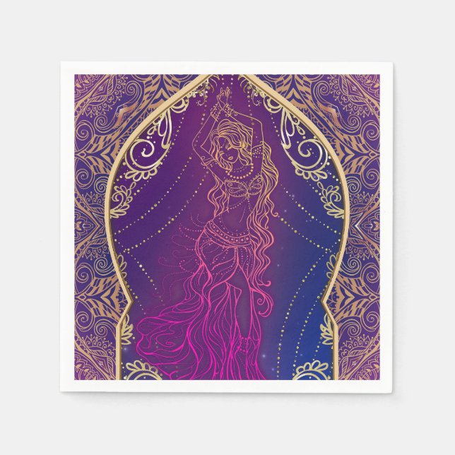 Serviettes Jetables Purple & Gold Marocaine de danse du ventre arabe (Devant)
