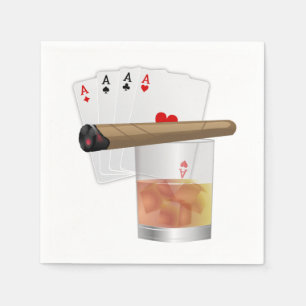 Serviettes Jetables Quatre As, Un Verre et Un Cigar