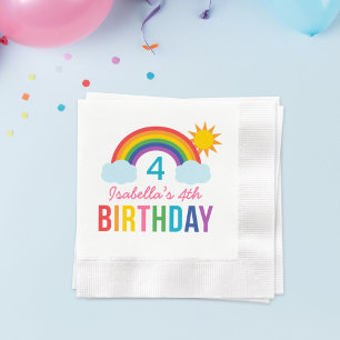 Serviettes Jetables Rainbow Sky Modern Girl Custom Birthday Party