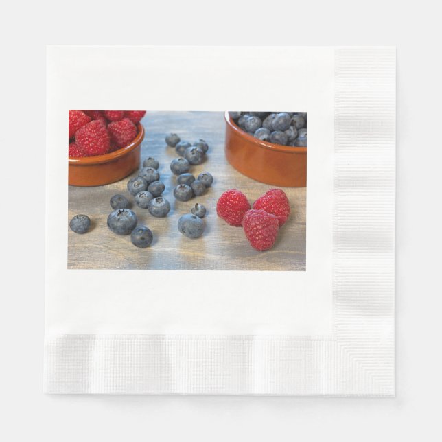 Serviettes Jetables Raspberries et Blueberries (Devant)