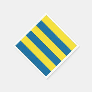 Serviettes Jetables Rayures Bleu et jaune Personnalisable