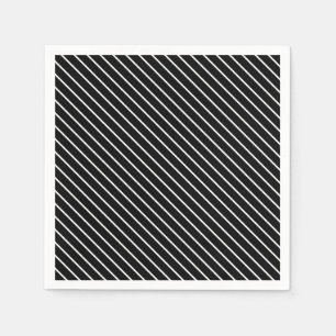Serviettes Jetables Rayures diagonales - noir et blanc