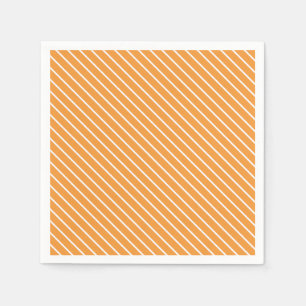 Serviettes Jetables Rayures diagonales - orange et blanc